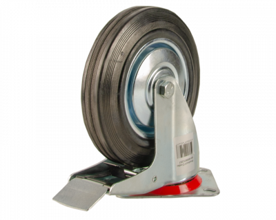 Выгодные условия покупки на большегрузное колесо обрезиненное euro-lift поворотное, c тормозом, г/п 100кг (125*37,5 мм)